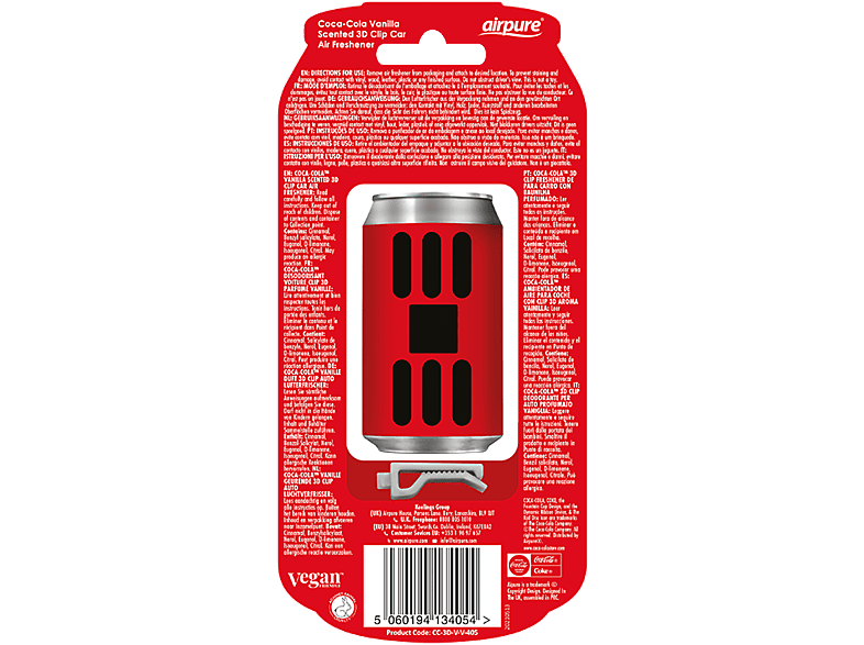 AIRPURE Odorizant auto, cutie de sifon 3D, vanilie Coca-Cola Airpure - imagine 1