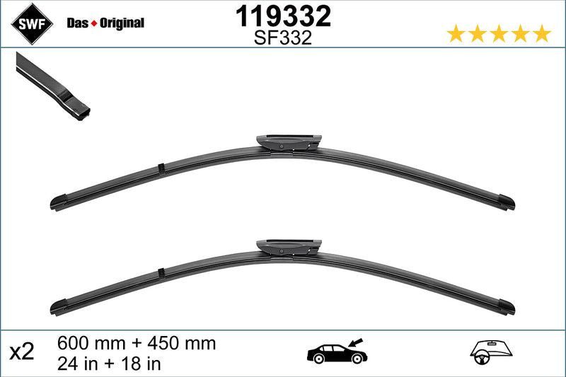 Set lamela stergator SWF Wiper FB OE LHD 600/450 mm SWF - imagine 1