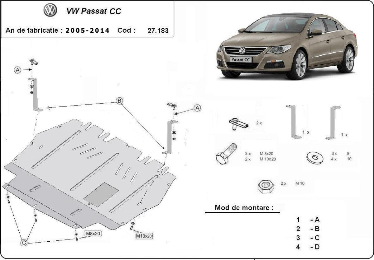 Scut metalic motor, cutie de viteză MTR - imagine 2