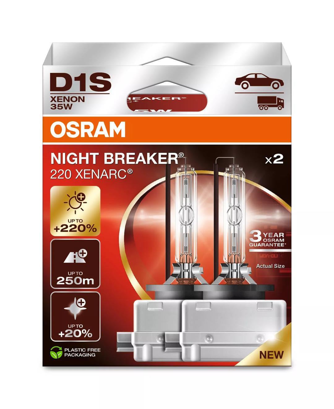 Bec Osram Xenarc Night Breaker 220 D1S 85V 35W Set 2 buc Osram - imagine 1