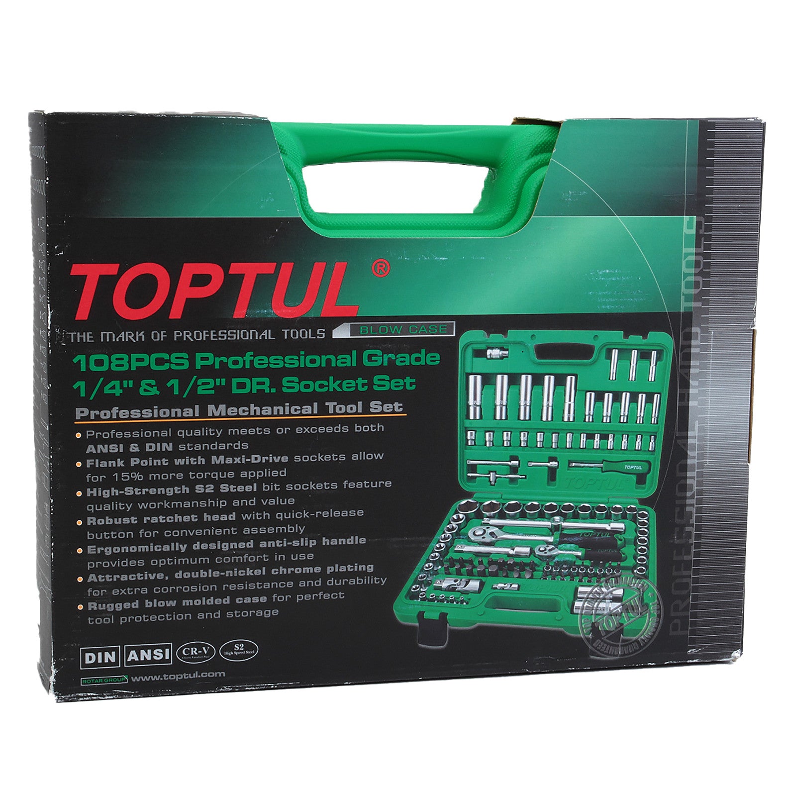 Trusa scule profesionala 1/4-1/2 108 Piese Toptul - imagine 1