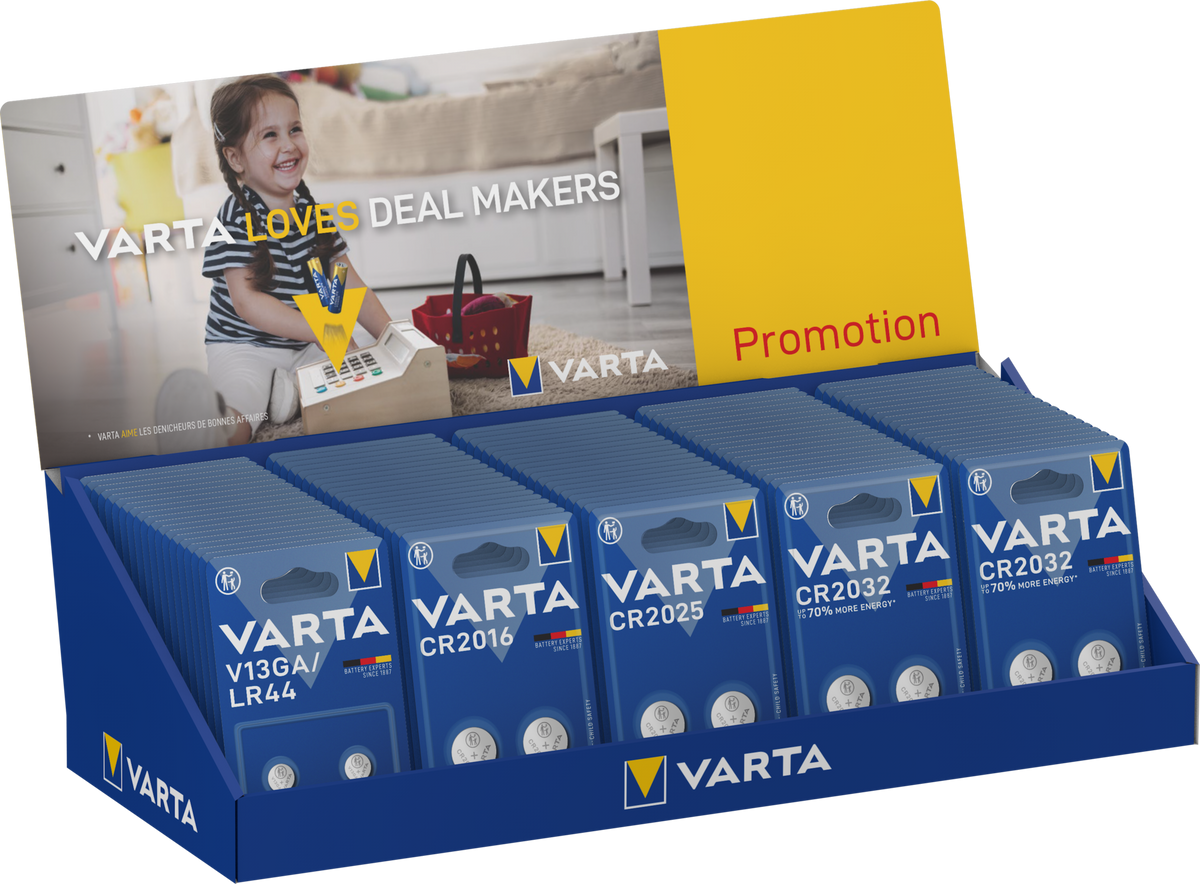 Stand echipat cu microbaterii VARTA - 100 bucati Varta - imagine 1