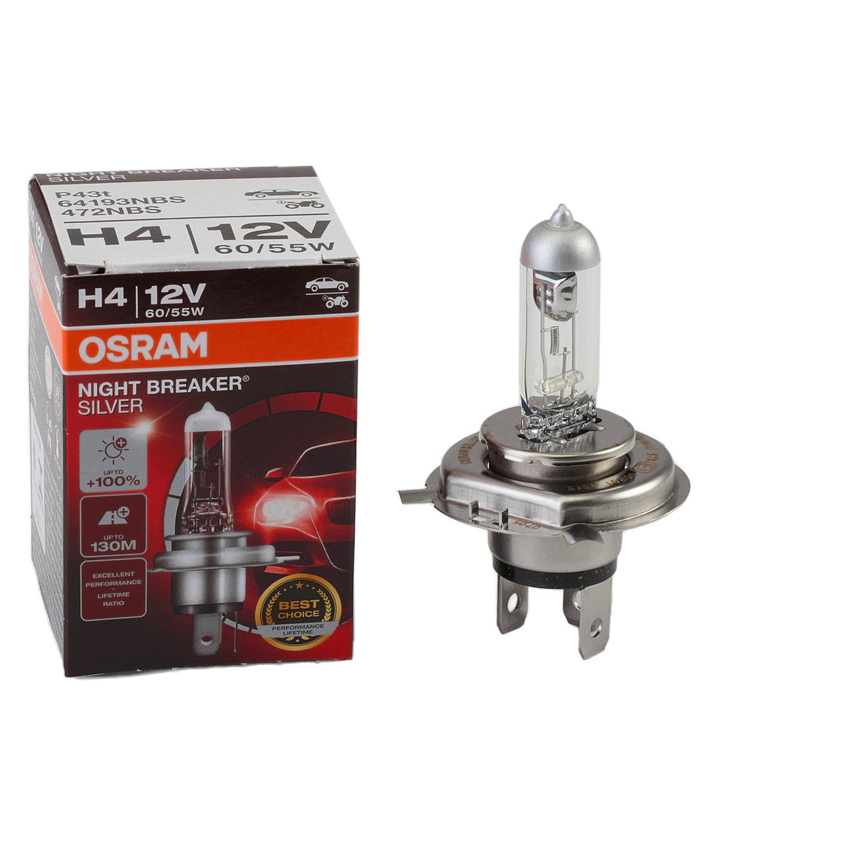 Bec Osram Night Breaker Silver H4 12V 60/55W P43t Osram - imagine 1