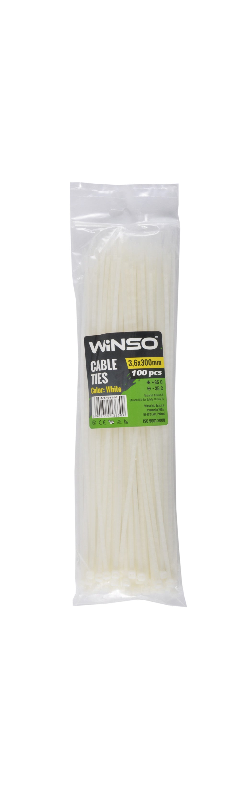 Coliere plastic 3,6x300 Alb - Set 100 buc Winso - imagine 1