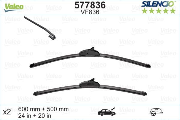 Set lamela stergator Valeo Silencio FlatBlade OE 600/500 mm Valeo - imagine 1