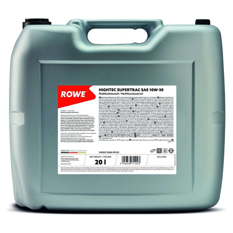 ULEI UTILAJE AGRICOLE HIGHTEC SUPERTRAC SAE 10W-30 (STOU) 20L Rowe - imagine 1