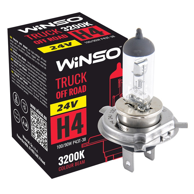 Bec Halogen Winso Truck Off-Road H4 - 24V, 100/90W P43t-38 ● 3200K Winso - imagine 1