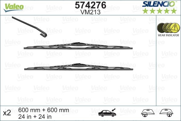 Set lamela stergator Valeo Silencio 600/600 mm Valeo - imagine 1