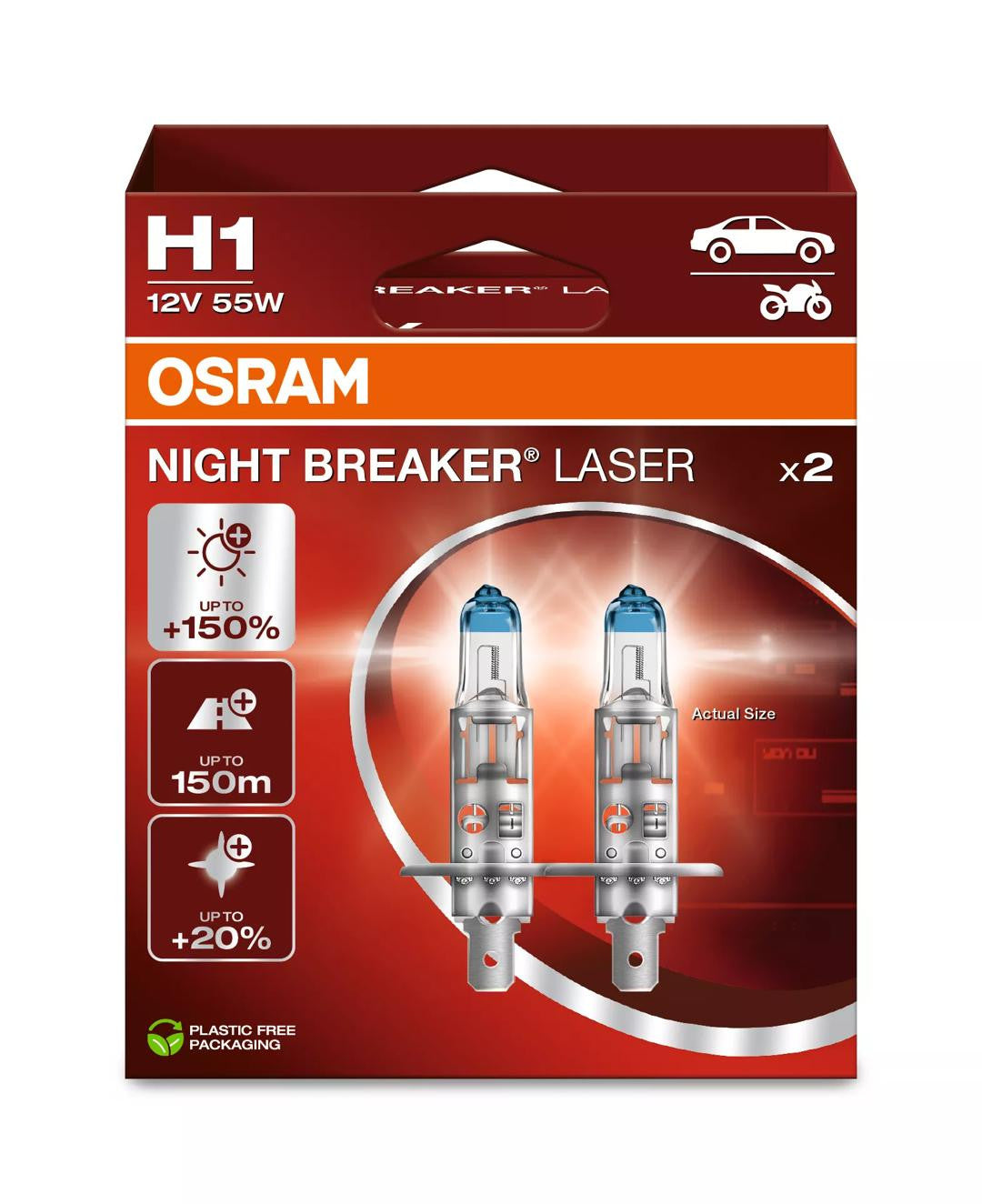 Bec Osram Night Breaker Laser Next Generation H1 12V 55W P14,5s Set 2 buc Osram - imagine 1