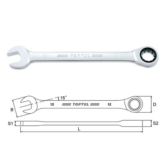 Cheie combinata cu clichet 17 mm Toptul - imagine 1