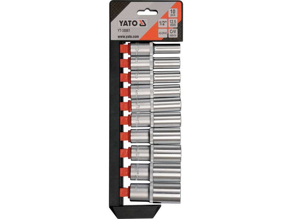 SET TUBULARE LUNGI 10 PIESE, 1/2", CR-V Yato - imagine 1