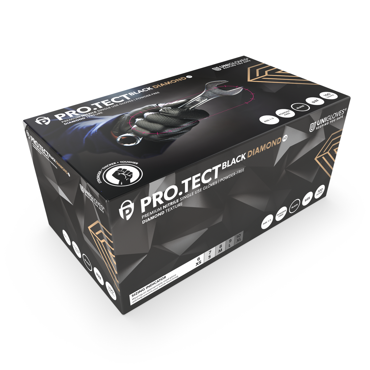 Manusi nitril PROTECT Black Diamond HD XL ● 100 buc Unigloves - imagine 1
