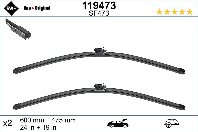 Set lamela stergator SWF Wiper FB OE LHD 600/475 mm SWF - imagine 1