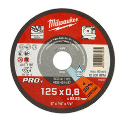 Disc abraziv pentru debitat inox, 125x0.8x22.22 Milwaukee - imagine 1