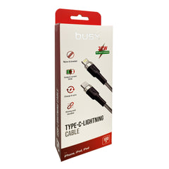 Cablu USB-C - Light., impletit, 27W, 1 m, argintiu Busy - imagine 1