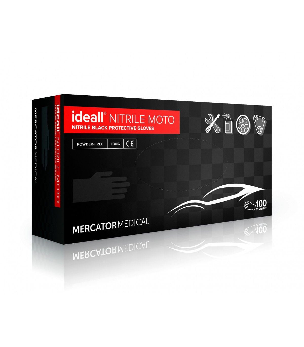 Manusi XXL ideall nitrile Moto nepudrate Negre 290 mm Mercator - imagine 1