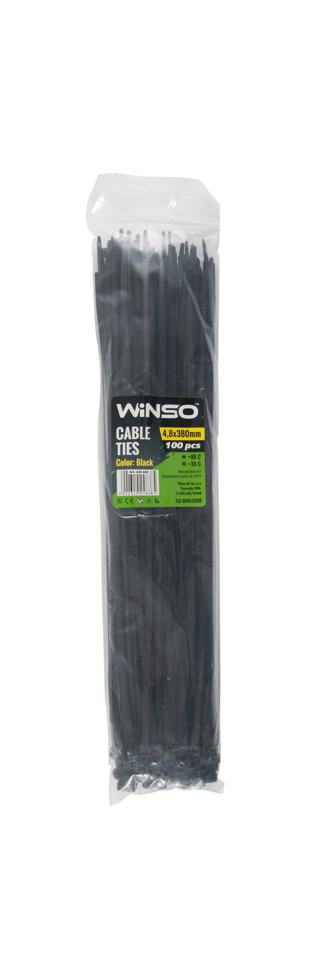 Coliere plastic 4,8x380 Negru - Set 100 buc Winso - imagine 1