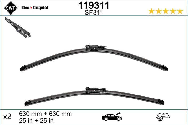 Set lamela stergator SWF Wiper FB OE LHD 630/630 mm SWF - imagine 1