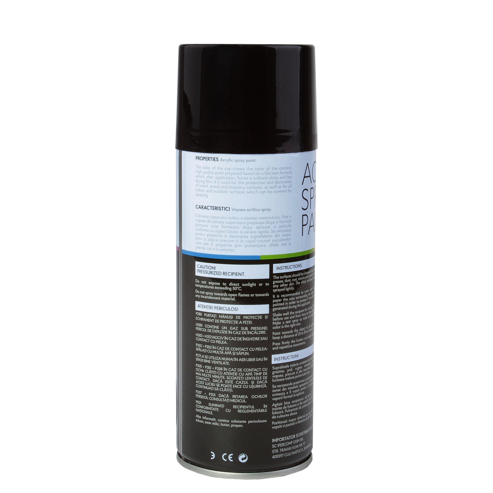 Vopsea spray 450 ml Negru Mat Noxaro - imagine 2