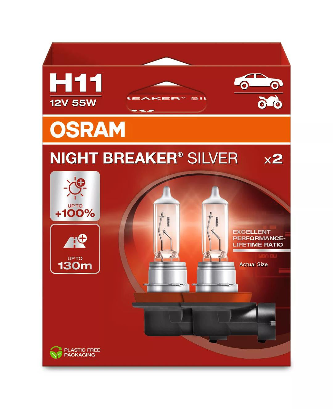 Bec Halogen Osram Night Breaker Laser H11 | 12V - PGJ19-2 - Set 2 buc Osram - imagine 1