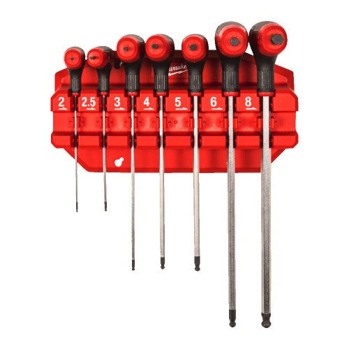 Set 7 chei imbus Milwaukee cu mâner Comfort Grip și suport, Milwaukee - imagine 1