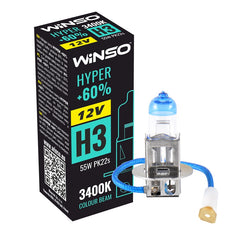 Bec Halogen Winso Hyper +60% H3 - 12V, 55W PK22s ● 3400K Winso - imagine 1