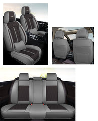 Huse auto premium 5 locuri Carguard Deluxe piele ecologică perforată - gri - negru Carguard - imagine 2