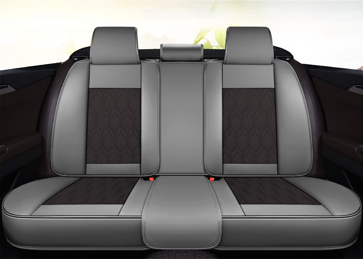 Huse auto premium 5 locuri Carguard Deluxe piele ecologică perforată - gri - negru Carguard - imagine 5