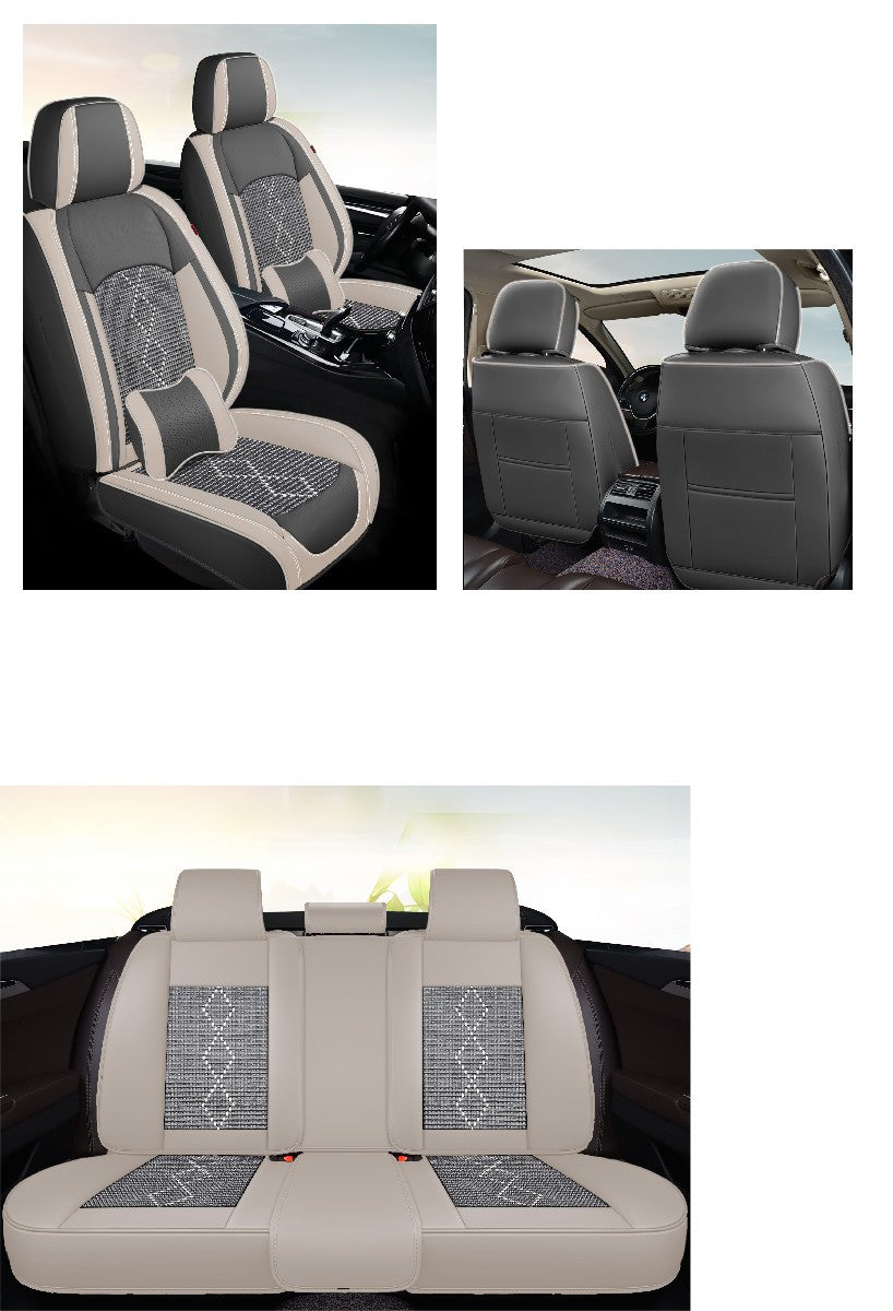Huse auto premium 5 locuri Carguard Deluxe piele ecologică perforată și textil - gri deschis - gri inchis Carguard - imagine 3