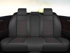 Huse auto premium 5 locuri Carguard Deluxe piele ecologică perforată și textil - negru - rosu închis Carguard - imagine 3