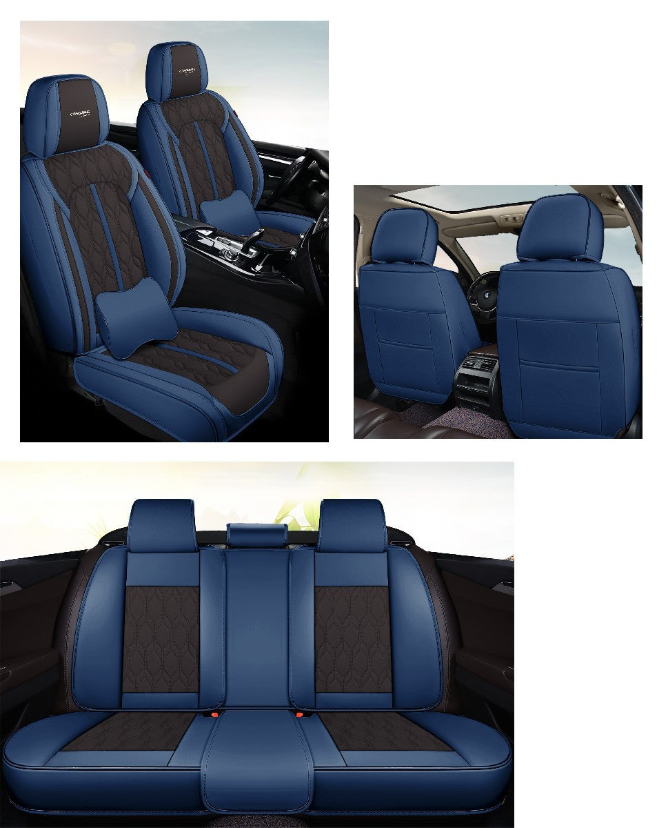 Huse auto premium 5 locuri Carguard Deluxe piele ecologică perforată - albastru inchis - negru Carguard - imagine 5