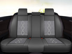 Huse auto premium 5 locuri Carguard Deluxe piele ecologică perforată și textil - negru - alb Carguard - imagine 3