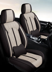 Huse auto premium 5 locuri Carguard Deluxe piele ecologică perforată - negru - crem Carguard - imagine 3