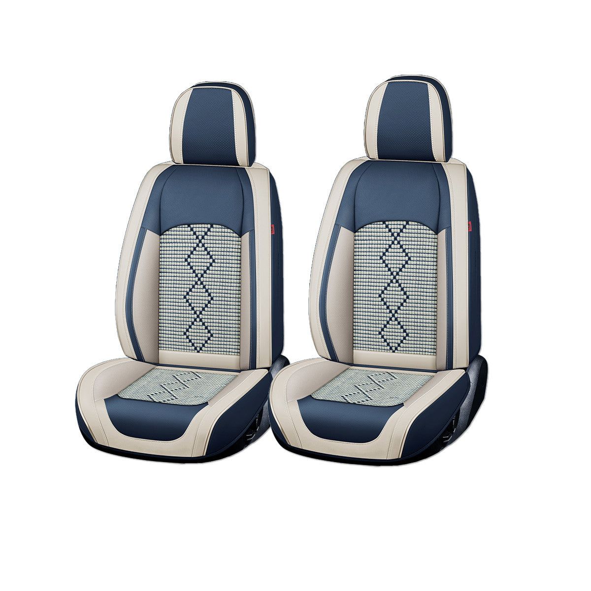 Huse auto premium 5 locuri Carguard Deluxe piele ecologică perforată și textil - albastru - alb Carguard - imagine 1