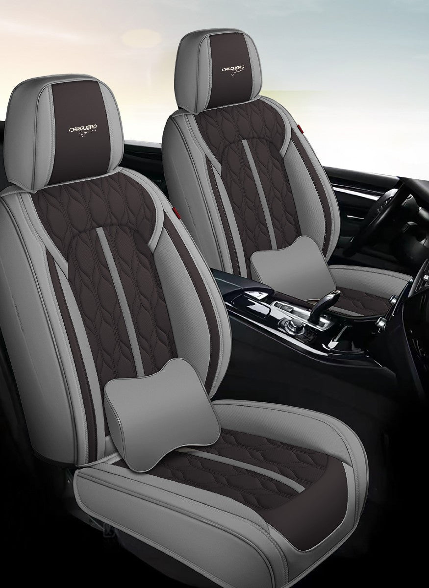 Huse auto premium 5 locuri Carguard Deluxe piele ecologică perforată - gri - negru Carguard - imagine 3