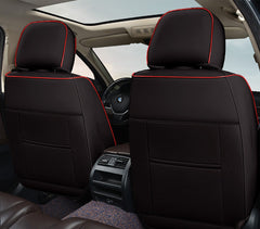 Huse auto premium 5 locuri Carguard Deluxe piele ecologică perforată - negru - rosu Carguard - imagine 4