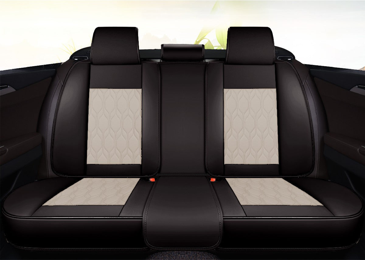 Huse auto premium 5 locuri Carguard Deluxe piele ecologică perforată - negru - crem Carguard - imagine 5