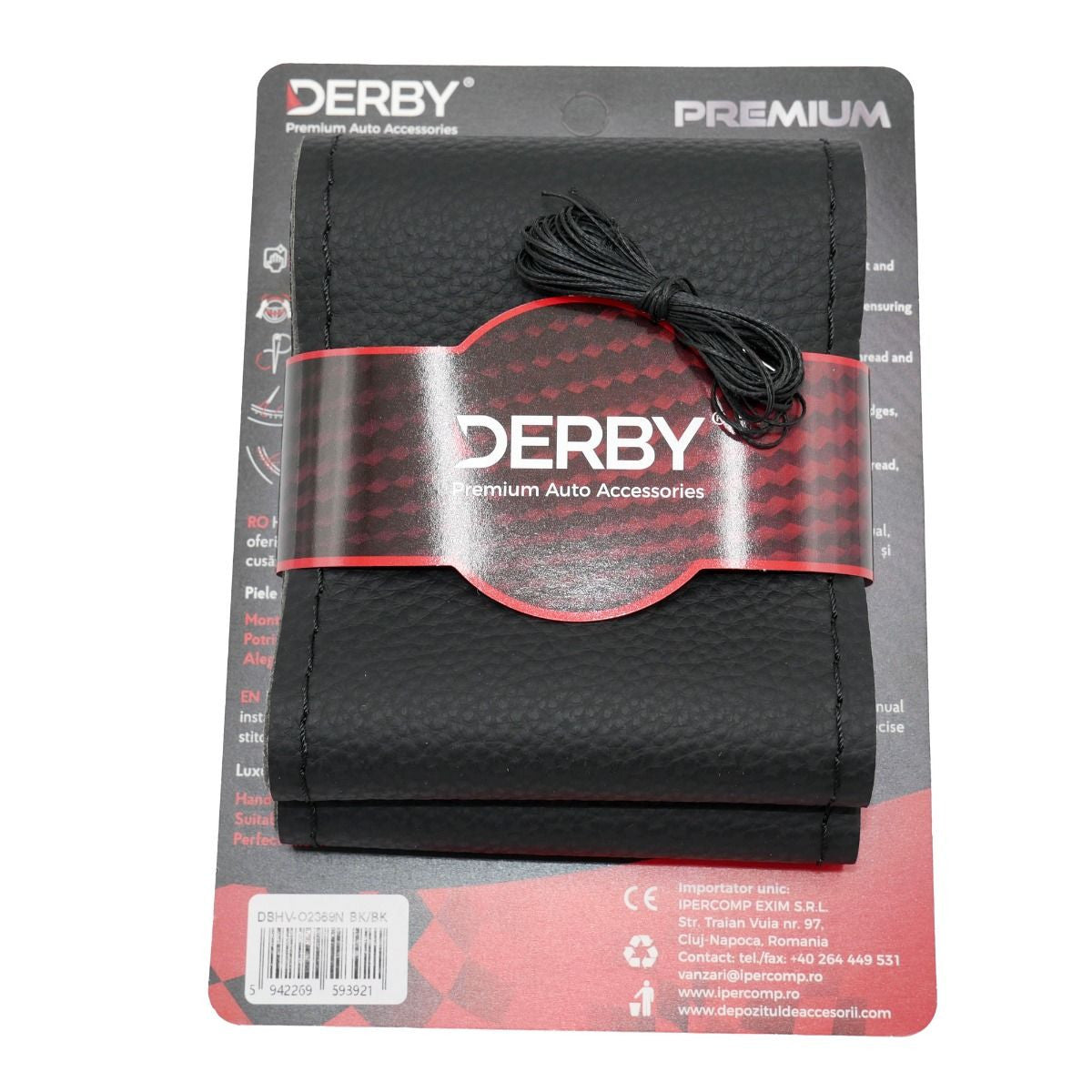 Husa volan neagra cu ac si ata 80 g, cusatura neagra DERBY DERBY - imagine 1