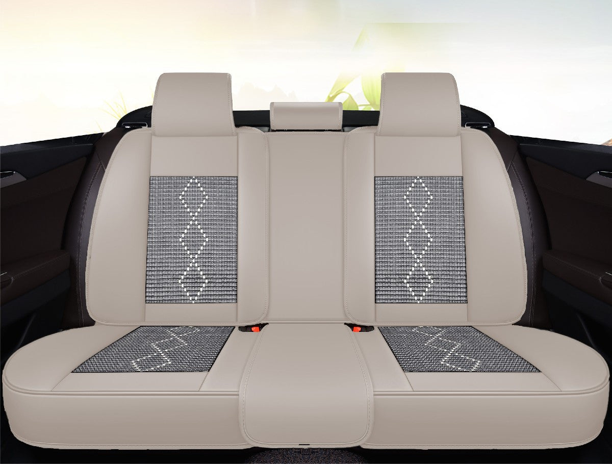 Huse auto premium 5 locuri Carguard Deluxe piele ecologică perforată și textil - gri deschis - gri inchis Carguard - imagine 5