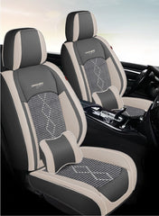 Huse auto premium 5 locuri Carguard Deluxe piele ecologică perforată și textil - gri deschis - gri inchis Carguard - imagine 2