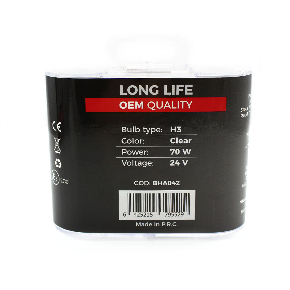 Set de 2 becuri Halogen 24V - H3, 70W, +50% Intensitate - LONG LIFE Carguard - imagine 3