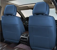 Huse auto premium 5 locuri Carguard Deluxe piele ecologică perforată și textil - negru - albastru închis Carguard - imagine 4