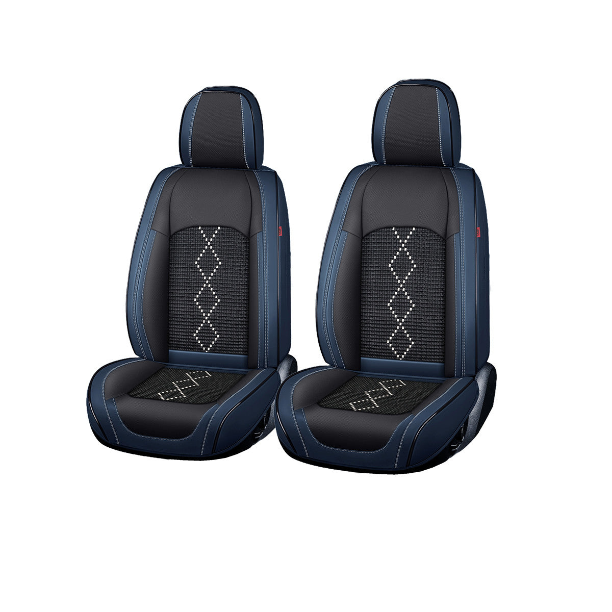 Huse auto premium 5 locuri Carguard Deluxe piele ecologică perforată și textil - negru - albastru închis Carguard - imagine 1