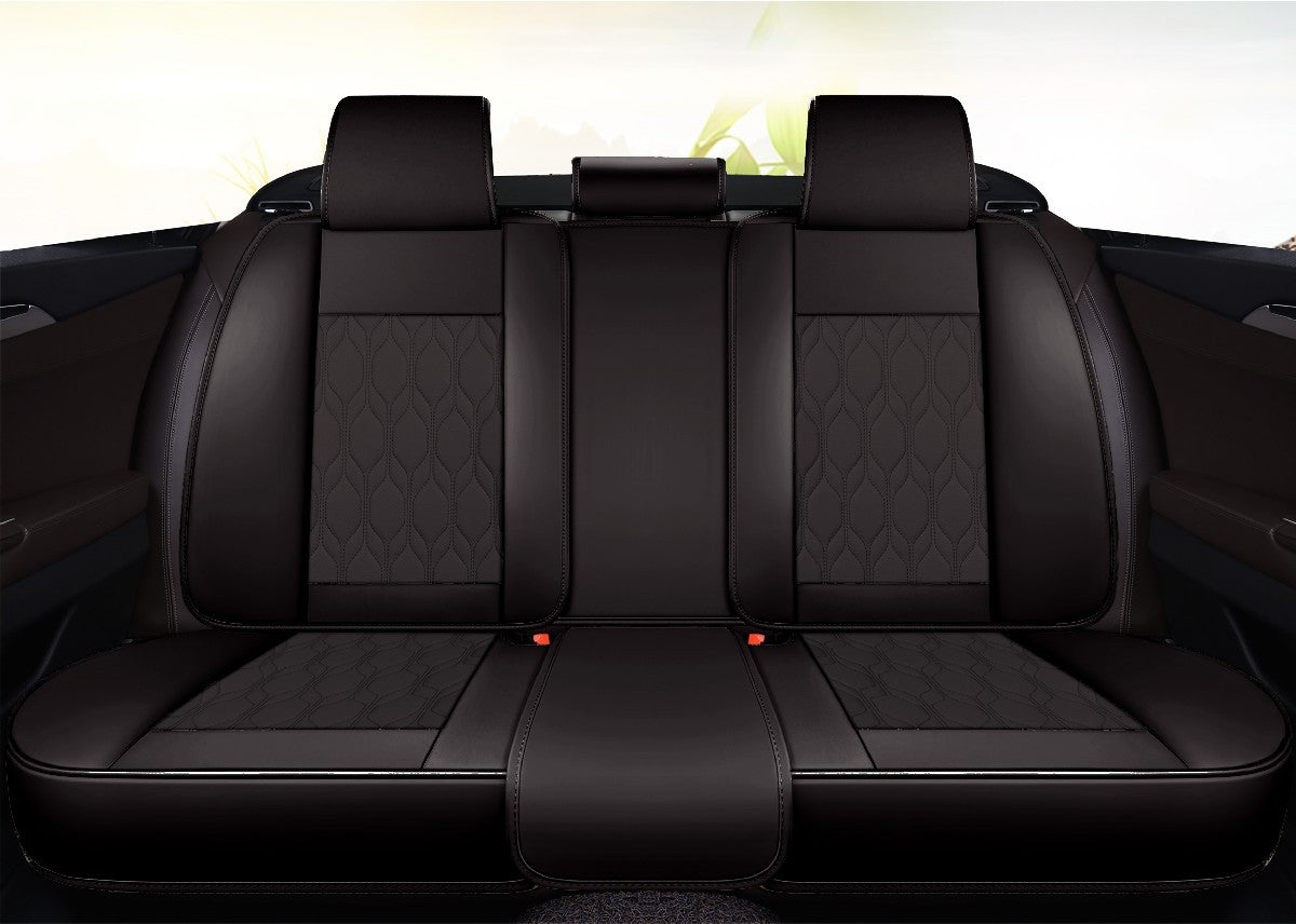 Huse auto premium 5 locuri Carguard Deluxe piele ecologică perforată - negru - rosu Carguard - imagine 3