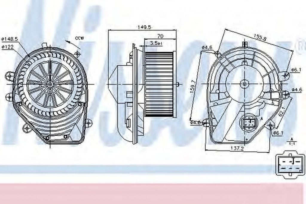 Ventilator habitaclu bord AUDI A4 8D2 B5 NISSENS 87060