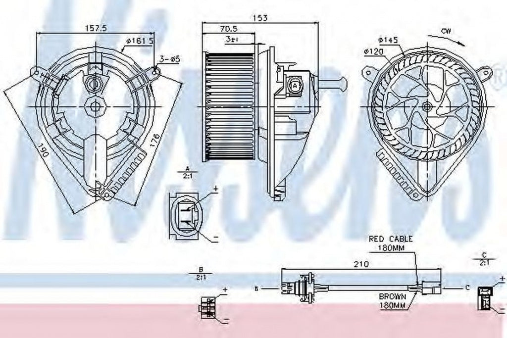 Ventilator habitaclu bord MERCEDES-BENZ SPRINTER 3-t bus 903 NISSENS 87039