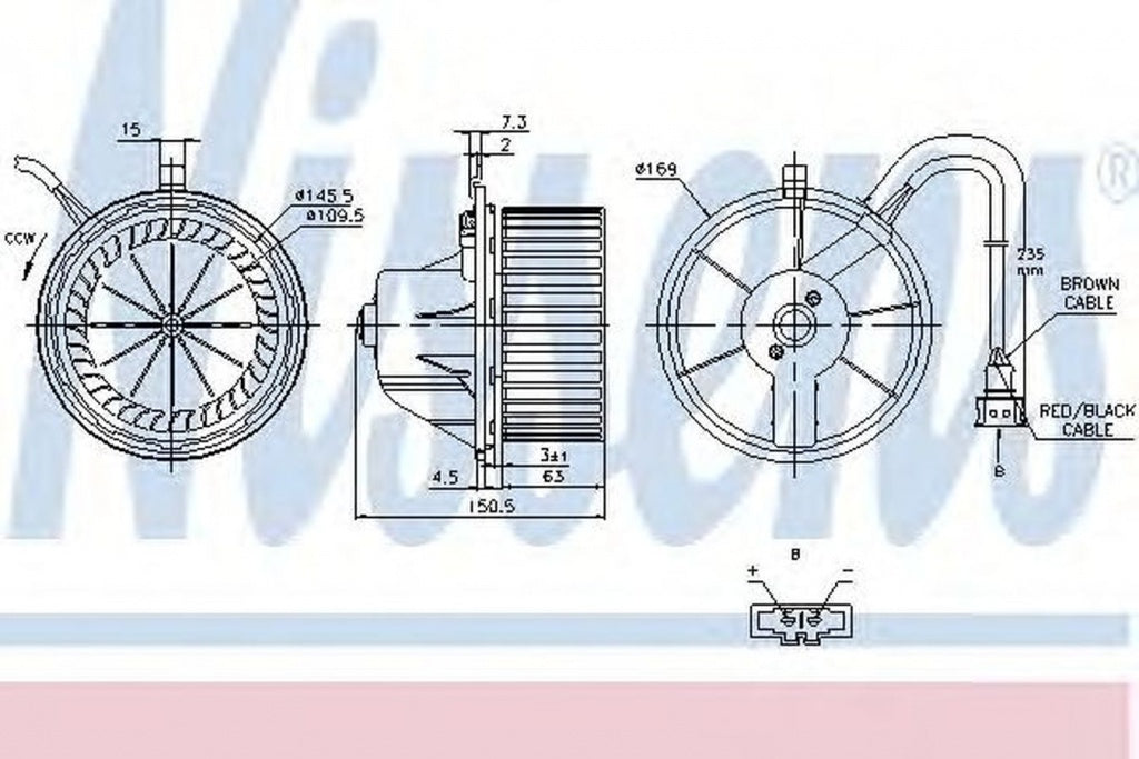 Ventilator habitaclu bord VW TRANSPORTER IV caroserie 70XA NISSENS 87155